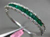 ESTATE WIDE 6.3CT DIAMOND & AAA COLOMBIAN EMERALD 18K WHITE GOLD BANGLE BRACELET