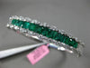 ESTATE WIDE 6.3CT DIAMOND & AAA COLOMBIAN EMERALD 18K WHITE GOLD BANGLE BRACELET
