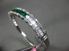 ESTATE WIDE 6.3CT DIAMOND & AAA COLOMBIAN EMERALD 18K WHITE GOLD BANGLE BRACELET