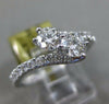 ESTATE 1.01CT DIAMOND 14K WHITE GOLD 3D 2 STONE CRISS CROSS FRIENDSHIP LOVE RING