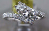 ESTATE 1.01CT DIAMOND 14K WHITE GOLD 3D 2 STONE CRISS CROSS FRIENDSHIP LOVE RING