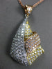 ESTATE LARGE 1.95CT DIAMOND 18KT TRI COLOR GOLD 3D PAVE FLOWER TEAR DROP PENDANT