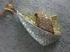 ESTATE LARGE 1.95CT DIAMOND 18KT TRI COLOR GOLD 3D PAVE FLOWER TEAR DROP PENDANT