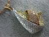 ESTATE LARGE 1.95CT DIAMOND 18KT TRI COLOR GOLD 3D PAVE FLOWER TEAR DROP PENDANT