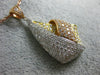 ESTATE LARGE 1.95CT DIAMOND 18KT TRI COLOR GOLD 3D PAVE FLOWER TEAR DROP PENDANT