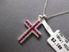 ESTATE .65CT DIAMOND & AAA RUBY 14KT WHITE GOLD CLASSIC CROSS FLOATING PENDANT