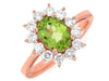ESTATE 2CT DIAMOND & AAA PERIDOT 14KT ROSE GOLD 3D OVAL & ROUND FLOWER FUN RING