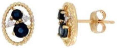 .78CT DIAMOND & AAA SAPPHIRE 14KT YELLOW GOLD MULTI BEAD OVAL FUN STUD EARRINGS
