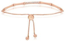 .15CT DIAMOND 14KT ROSE GOLD 3D ROUND BAMBOO FLEXIBLE ADJUSTABLE LOVE BRACELET