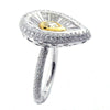 LARGE 3.34CT DIAMOND 18KT 2 TONE GOLD PEAR SHAPE BAGUETTE & ROUND TEAR DROP RING