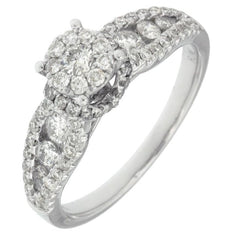 .80CT DIAMOND 14KT WHITE GOLD 3D ROUND CLUSTER FLOWER FRIENDSHIP PROMISE RING