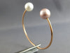 AAA WHITE & PINK SOUTH SEA PEARL 14KT ROSE GOLD 3D FLEXIBLE LOVE BANGLE BRACELET
