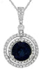 2.08CT DIAMOND & AAA SAPPHIRE 14KT WHITE GOLD ROUND DOUBLE HALO FLOATING PENDANT
