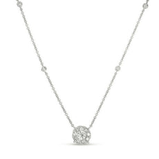 .59CT DIAMOND 14KT WHITE GOLD 3D SOLIATIRE FLOWER HALO BY THE YARD LOVE NECKLACE