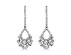 .89CT DIAMOND 14K WHITE GOLD ROUND & BAGUETTE CLUSTER TEAR DROP HANGING EARRINGS