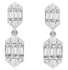 .39CT DIAMOND 14KT WHITE GOLD ROUND & BAGUETTE CLUSTER HEXAGON HANGING EARRINGS