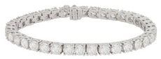 12.1CT DIAMOND 18KT WHITE GOLD 3D ROUND CLASSIC 4 PRONG ETERNITY TENNIS BRACELET