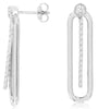 ESTATE .43CT DIAMOND 14KT WHITE GOLD ROUND SOLITAIRE DROP OVAL HANGING EARRINGS