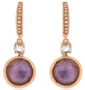 6.58CT DIAMOND & AAA AMETHYST 14K ROSE GOLD BEZEL FUN LEVERBACK HANGING EARRINGS