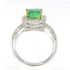 2.84CT DIAMOND & AAA EMERALD 18K 2 TONE GOLD SQUARE & ROUND HALO ENGAGEMENT RING