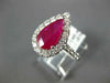 LARGE 3.0CT DIAMOND & AAA RUBY 14K WHITE GOLD PEAR SHAPE & ROUND ENGAGEMENT RING