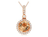 1.43CT DIAMOND & AAA MORGANITE 14K ROSE GOLD CLASSIC ROUND HALO FLOATING PENDANT