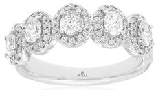 .97CT DIAMOND 14KT WHITE GOLD OVAL & ROUND 5 STONE CLASSIC HALO ANNIVERSARY RING