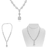 LARGE 5.53CT DIAMOND 14KT WHITE GOLD 3D ROUND & BAGUETTE CLUSTER LARIAT NECKLACE