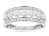 ESTATE 1.0CT DIAMOND 14KT WHITE GOLD 3D CLASSIC ROUND THREE ROW ANNIVERSARY RING