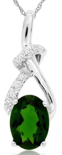 1.01CT DIAMOND & AAA RUSSALITE 14KT WHITE GOLD OVAL TEAR DROP FLOATING PENDANT