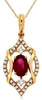 .72CT DIAMOND & AAA RUBY 14KT YELLOW GOLD 3D OVAL & ROUND LEAF FLOATING PENDANT