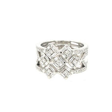 .96CT DIAMOND 18KT WHITE GOLD ROUND & BAGUETTE MULTI SQUARE GEOMETRICAL FUN RING