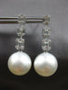 EXTRA LARGE 1.20CT DIAMOND & AAA SOUTH SEA PEARL 18K WHITE GOLD HANGING EARRINGS