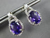 2.26CT DIAMOND & AAA AMETHYST OVAL & ROUND 14KT WHITE HALO GOLD HANGING EARRINGS