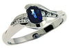 .79CT DIAMOND & AAA SAPPHIRE 14KT WHITE GOLD 3D OVAL & ROUND SEMI BEZEL FUN RING
