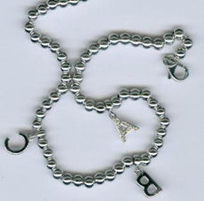 ESTATE .13CT DIAMOND 14KT WHITE GOLD 3D CLASSIC ABC BY THE YARD FUN BRACELET