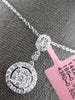 .52CT DIAMOND 14KT WHITE GOLD 3D ROUND & BAGUETTE CLUSTER HALO FLOATING PENDANT