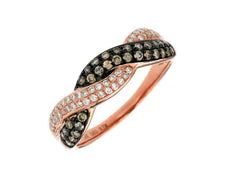 .54CT WHITE & MOCHA DIAMOND 14KT BLACK & ROSE GOLD MULTI ROW INFINITY LOVE RING