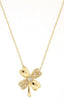 ESTATE .16CT DIAMOND 14KT YELLOW GOLD 3D MULTI HEART CLOVER FLOWER LOVE NECKLACE