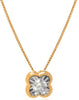 ESTATE .09CT DIAMOND 18KT 2 TONE GOLD CLASSIC SOLITAIRE FLOWER FLOATING PENDANT