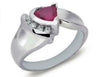 ESTATE .95CT DIAMOND & AAA RUBY 14K WHITE GOLD TRILLION & ROUND CHANNEL FUN RING