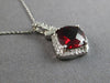 2.45CT DIAMOND & AAA GARNET 14K WHITE GOLD CUSHION & ROUND HALO FLOATING PENDANT