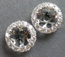 ESTATE .54CT DIAMOND 18KT WHITE GOLD 3D CLASSIC ROUND EARRING JACKETS