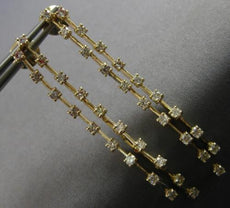 LARGE 1.72CT DIAMOND 14KT YELLOW GOLD 3D 2 ROW BY THE YARD CHANDELIER EARRINGS