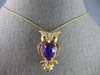 35.13CT DIAMOND & AAA RUBY & AMETHYST 14KT 2 TONE GOLD OWL FLOATING PENDANT PIN