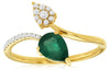 .80CT DIAMOND & AAA EMERALD 14KT YELLOW GOLD PEAR SHAPE & ROUND LEAF SNAKE RING