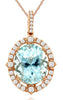 4.38CT DIAMOND & AAA AQUAMARINE 14KT ROSE GOLD 3D OVAL & ROUND FLOATING PENDANT