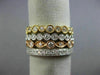 ESTATE WIDE 1.62CT DIAMOND 18KT TRI COLOR GOLD ETERNITY MILGRAIN STACKABLE RINGS