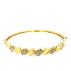 .53CT DIAMOND 18KT YELLOW GOLD 3D OVAL PAVE SEMI ETERNITY CUFF BANGLE BRACELET