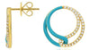 .32CT DIAMOND & TURQUOISE ENAMEL 14KT YELLOW GOLD DOUBLE CIRCULAR FUN EARRINGS